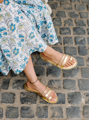 Premium leather flats for women in gold colour